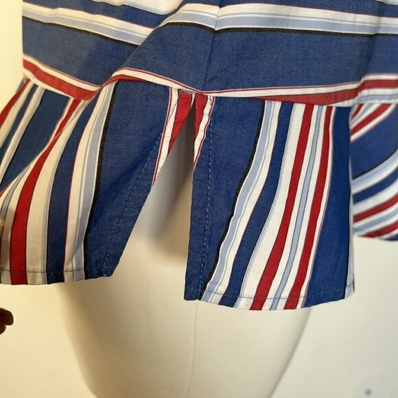 Tommy Hilfiger nautical Striped Peplum Top SMALL red Blue Sleeveless - Picture 5 of 12